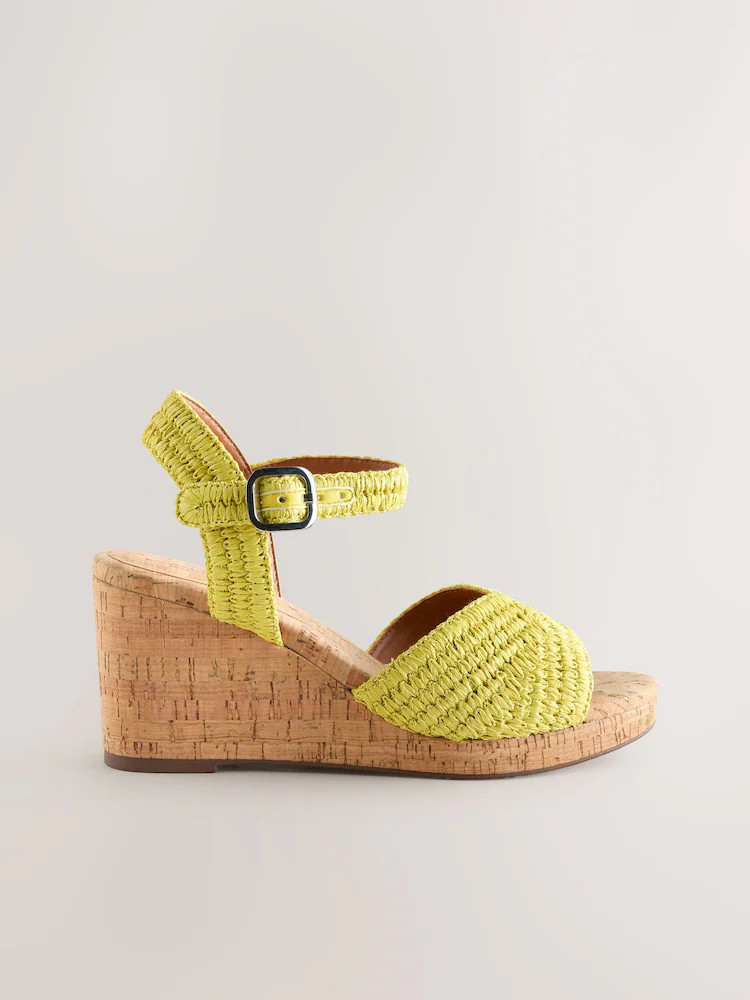 Limoengroen - Forever Comfort\u00ae schoenen met sleehak van kurk en gehaakte ronde neus | Next EU