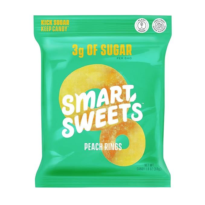 SmartSweets Peach Rings Sour Gummy Candy, Plant-Based, Low Sugar & Calorie Snack, Multicolor, 10.... | Amazon (US)