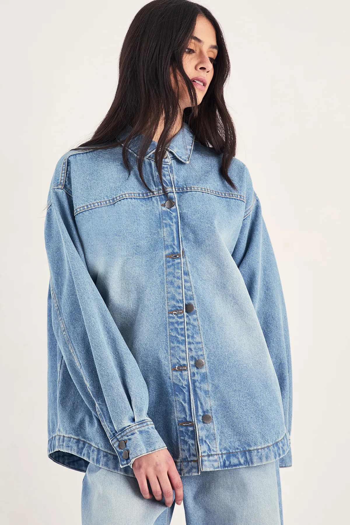 Pale Wash NastyGal The Denim Boyfriend Shirt | Boohoo USA | boohoo (US & Canada)
