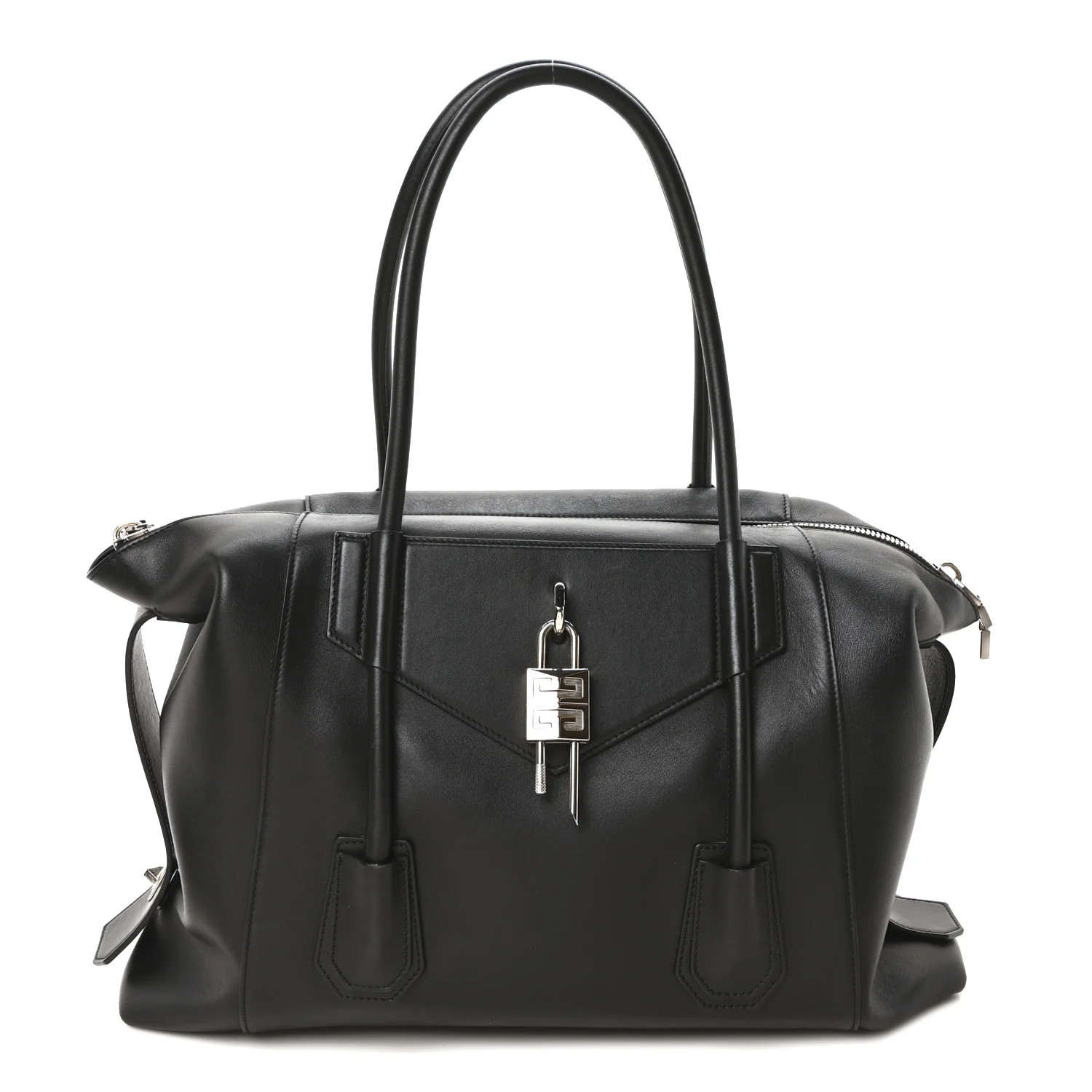 Givenchy Smooth Calfskin Medium Antigona Lock Duffle Bag Black | FASHIONPHILE (US)