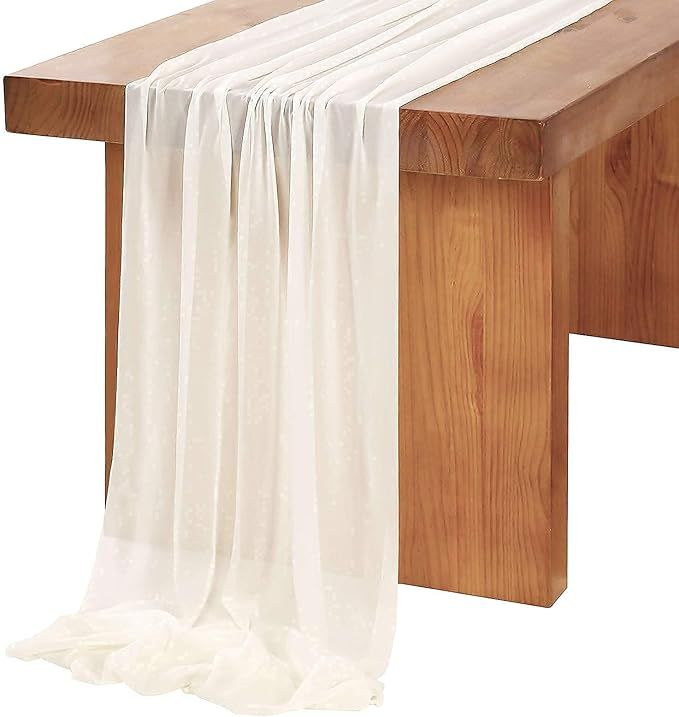 Ivory Chiffon Table Runner 27x120 Inch Chiffon Draping Fabric Long Romantic Wedding Party Table C... | Amazon (US)