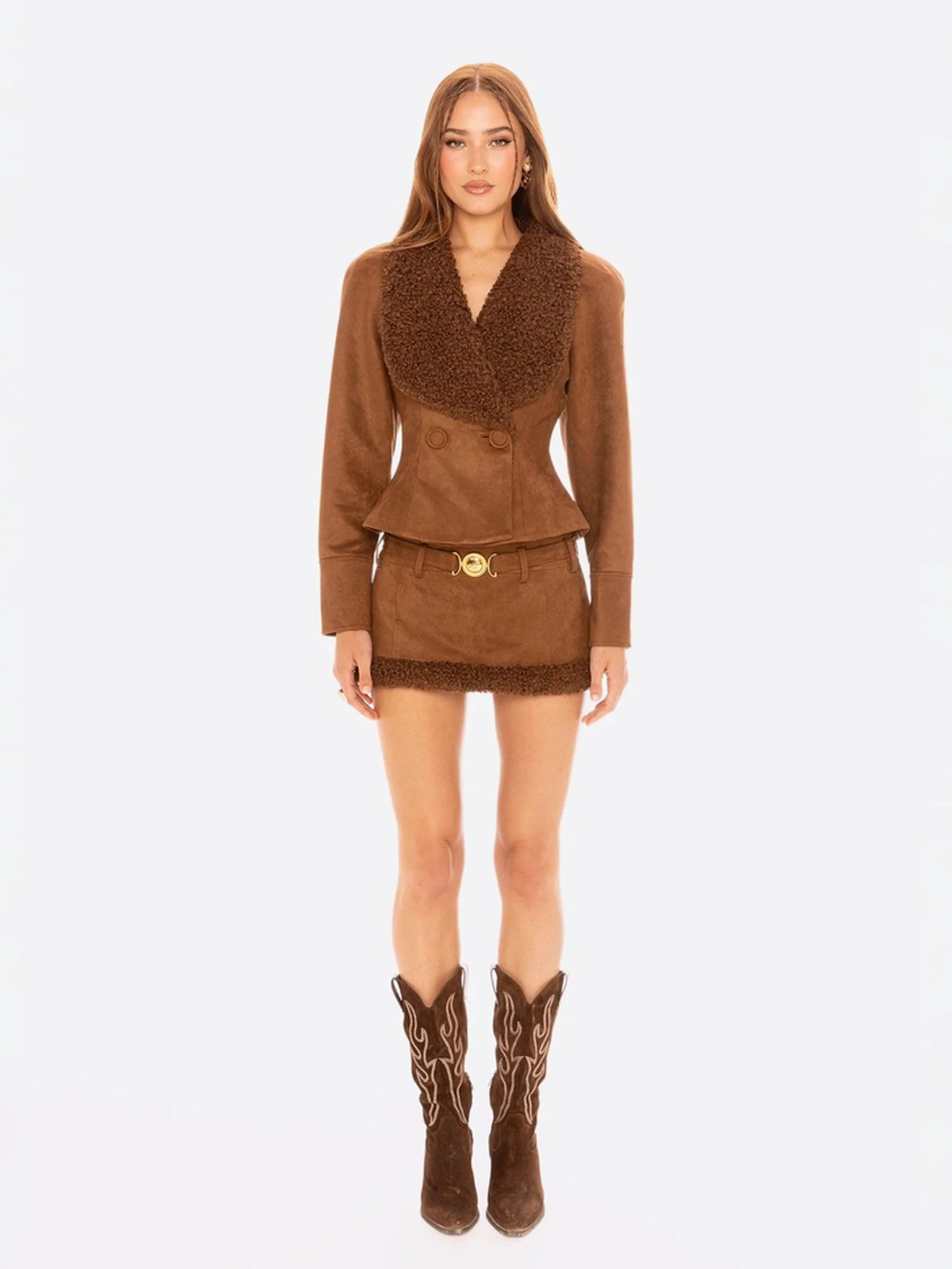 Celine Suede Coat (Brown) - Brown / L | Nana Jacqueline