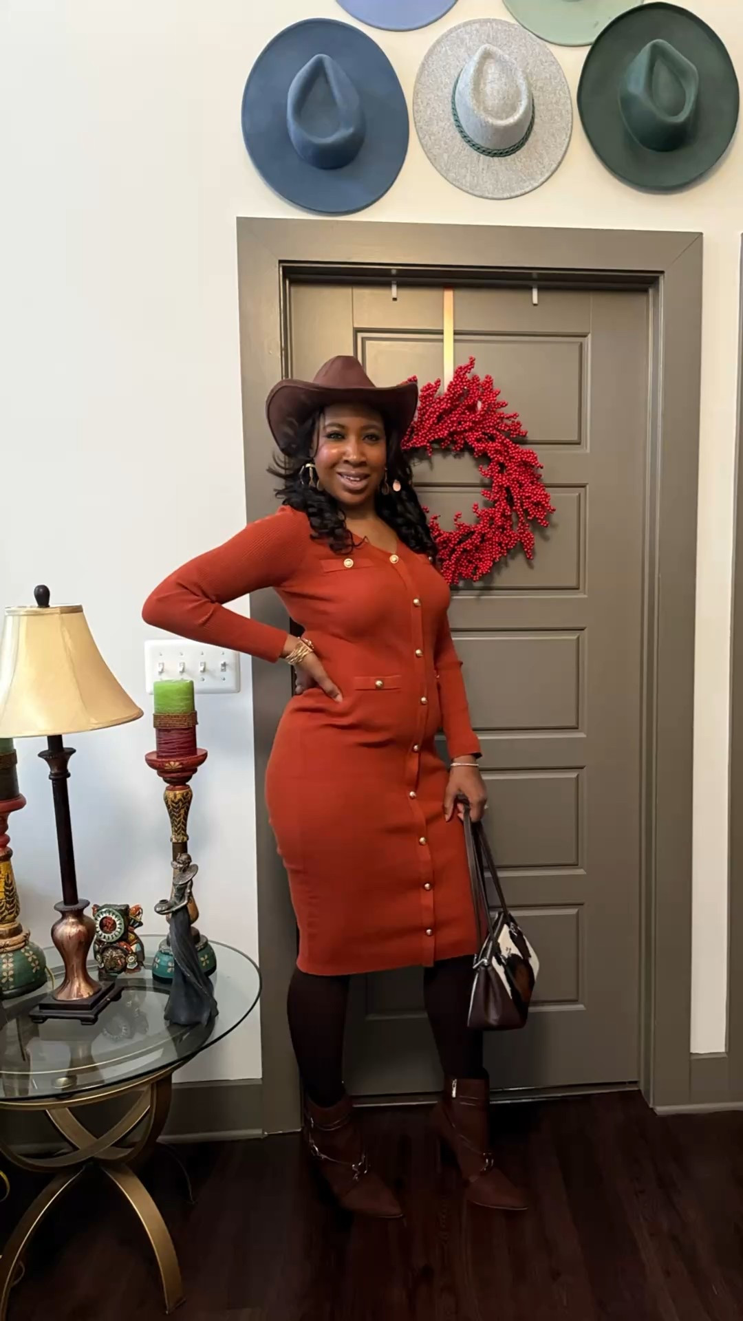 Outfit Inspo: Autumn Spice Edition 🍁🤎
Serving warm tones and understated glam today. This ribbed button-down dress is chef’s kiss for fall — and yes, the dress + the bag are linked exactly. Everything else is “shop the vibe” with similar options to help you recreate this cozy-chic moment.

✨ Exact Items Linked:
• Rust Ribbed Button-Down Dress
• Cow-Print Satchel Bag

✨ Similar Items Linked:
• Western-style Hat
• Brown Ankle Boots
• Sheer Tights
• Statement Earrings

A fall look that feels polished, cozy, and just a little bit country-glam. Tap to shop the look or grab the inspo for your next fall outing 🤎🍂

#LTKFallFashion #OutfitInspo #FallStyle #LTKOutfits #FallGRWM #STEMFashionista #FallChic #CowgirlGlam #AutumnStyle

#LTKOver40 #LTKootd #LTKFindsUnder50