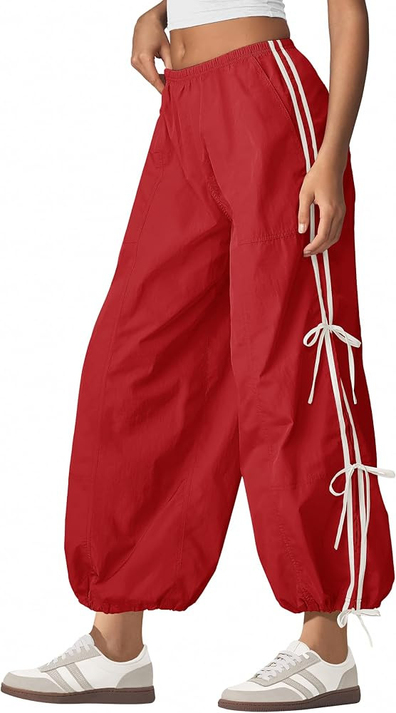 Panadila Women Parachute Pants Bow Knot Baggy Track Pants | Amazon (US)