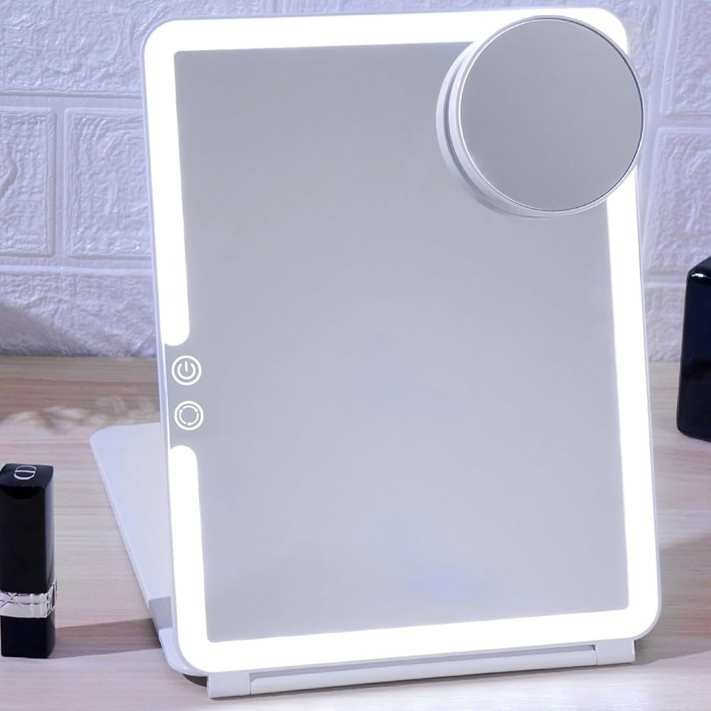 FUNTOUCH Rechargeable Travel Makeup Mirror, Portable Lighted Mirror with 10X Magnifying Mirror 3 ... | Amazon (US)