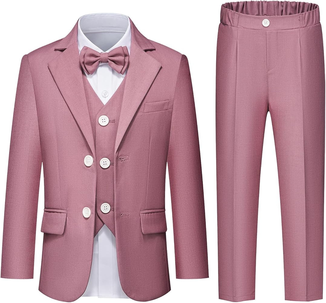 Boys Suits 4 Piece Slim Fit Formal Suit Set Ring Bearer Outfit Dress Clothes… | Amazon (US)