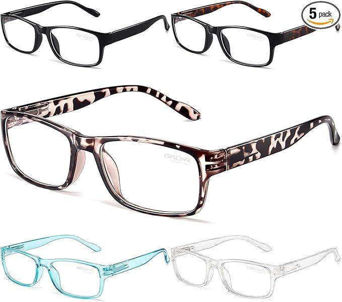 Gaoye 5-Pack Reading Glasses Blue Light Blocking,Spring Hinge Readers for Women Men Anti Glare Fi... | Amazon (US)