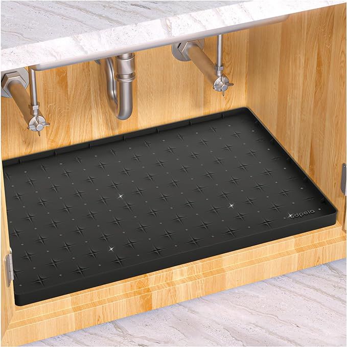 Under Sink Mat for [34" x 22"] Cabinet, 2024 NEW Upgraded Silicone Waterproof Mat Kitchen Cabinet... | Amazon (US)