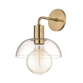 MITZI HUDSON VALLEY LIGHTING Kyla 1-Light Aged Brass Wall Sconce with Clear Glass-H107101-AGB - T... | The Home Depot
