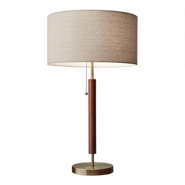 Hamilton Wood And Antique Brass Table Lamp | World Market