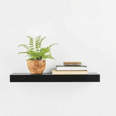 Black 18" Wood Floating Shelf | SHEIN