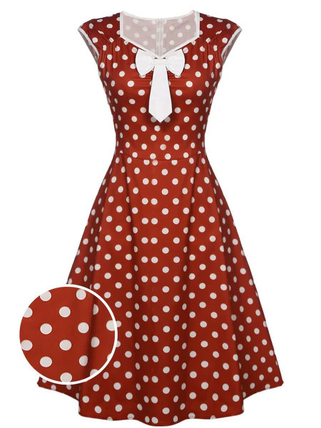 1950s Polka Dot Bow Swing Dress | Retro Stage