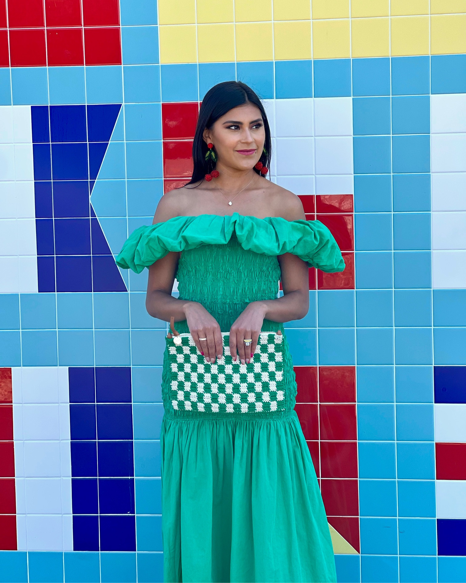 An off the shoulder dress that actually stays off the shoulder 🙌🏽! P.S. how CUTE are these 🍒 earrings?! #summerdress #vacationoutfit #summeroutfit #petitegirl #latinastyle

#LTKFind #LTKSeasonal