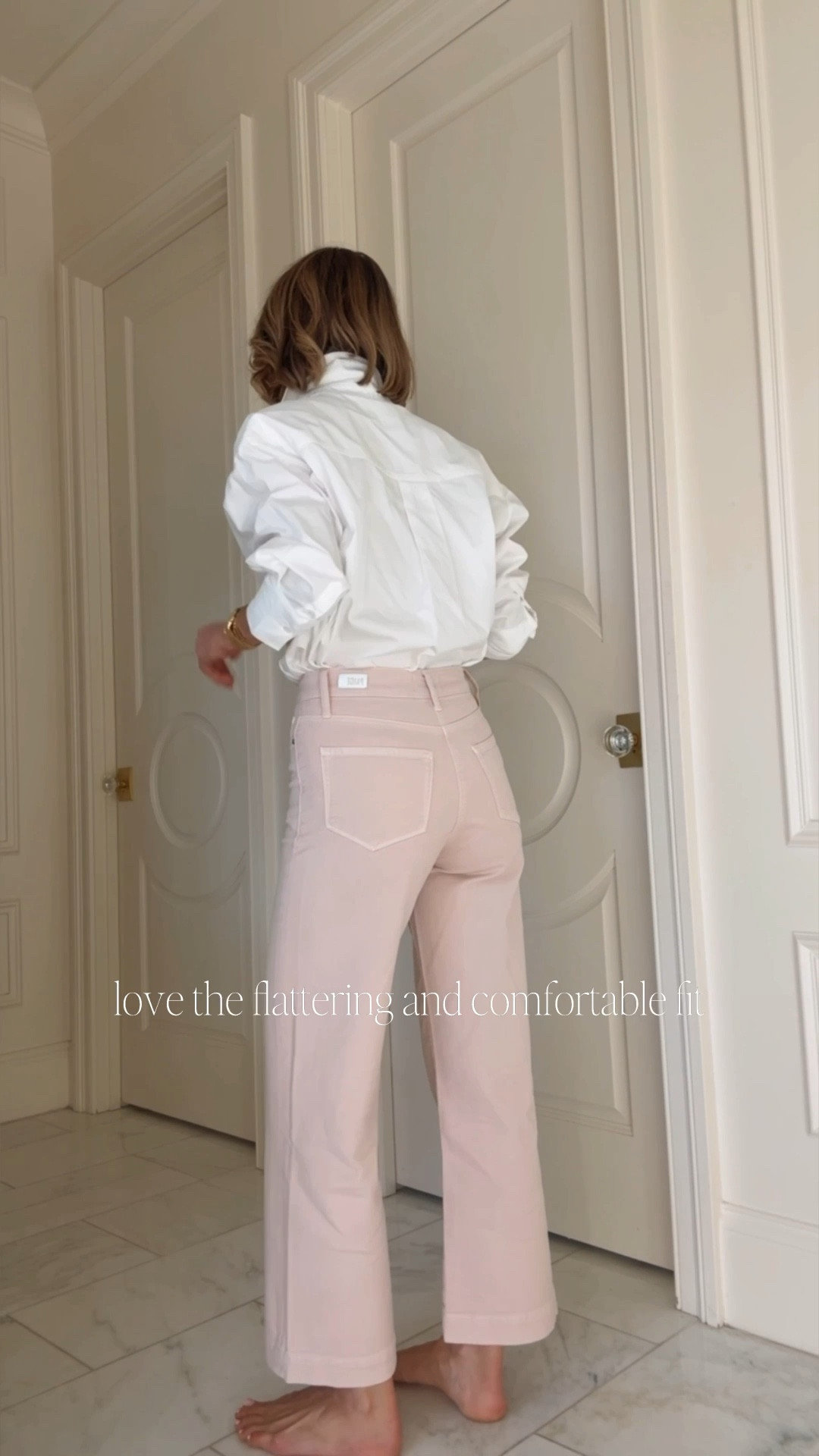 I love this pale pink wash in these jeans. They fit tts in 5'7 for reference 
