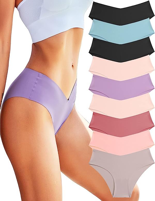 Women’s Seamless Bikini Panties Soft Stretch Invisibles Briefs No Show Hipster Underwear cheeky 9 pa | Amazon (US)