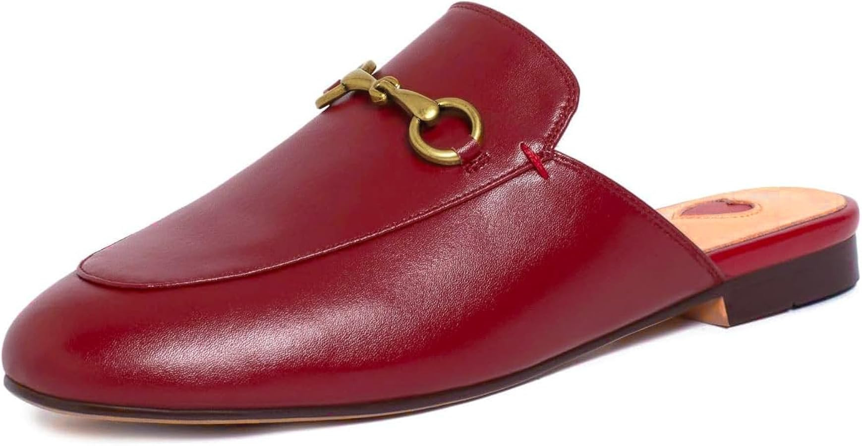 Vertundy Women's Mules Low Heel Flats Leather Slip On Backless Sandals for Girls Lady Work Slides | Amazon (US)