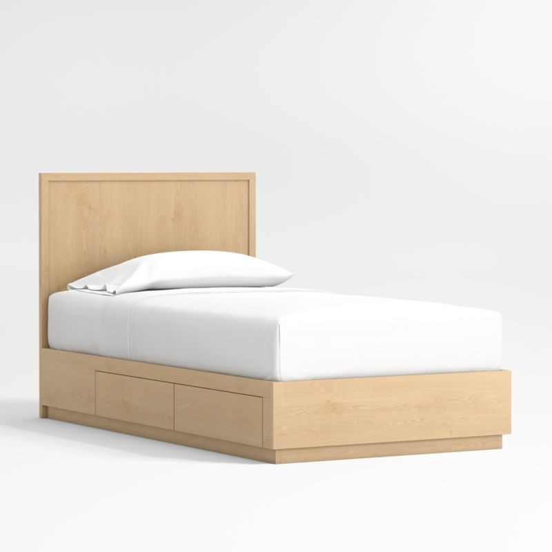 Oliver Natural Wood Kids Twin Storage Bed + Reviews | Crate & Kids | Crate & Barrel