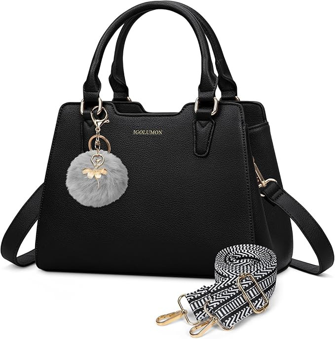 IGOLUMON Women's Top-Handle Handbags PU Vegan Leather Satchel Purses for Women Designer Tote Purs... | Amazon (US)