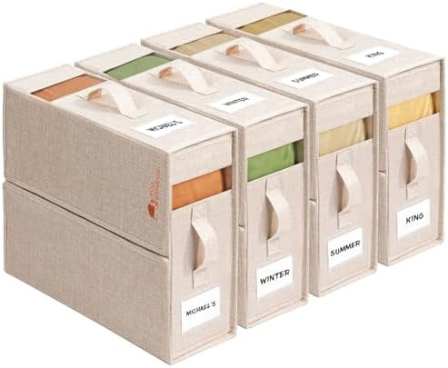 4 Pack Sheet Storage Organizer (King & Queen Size) with handle, Foldable Sheet Set Organizer for ... | Amazon (US)