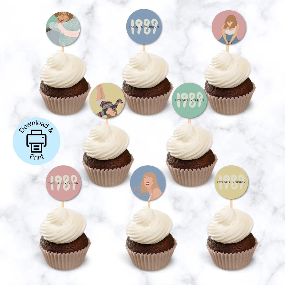 Taylor Swift Printable 1989 Cupcake Toppers, Printable Cupcake Toppers, 1989 (Taylor’s Version)... | Etsy (US)
