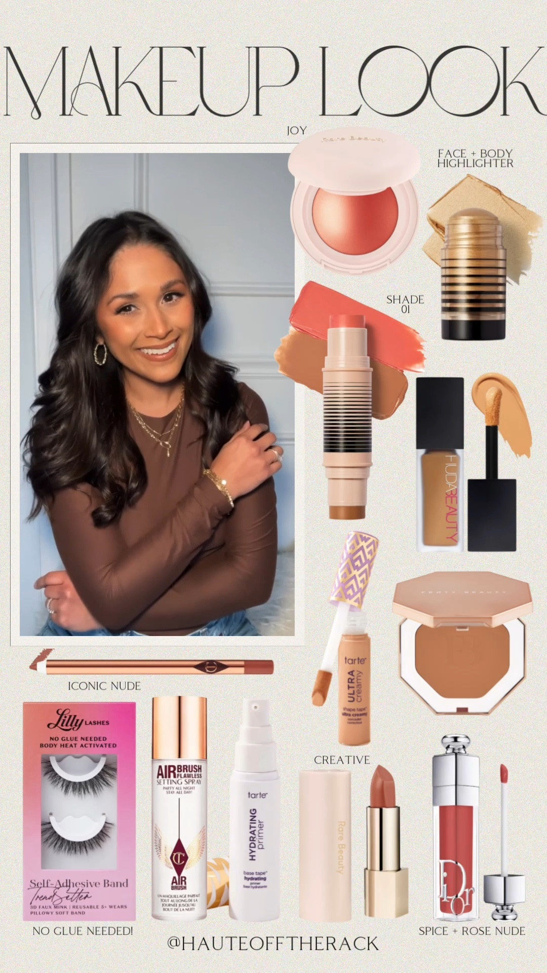 Get my makeup look below! ⬇️
Love these Lilly lashes, they are self adhesive so no glue is needed!

#dibs #makeup #blush #fentybeauty #lillylashes #lipliner #rarebeauty #lipstick  #makeupprimer #beauty #tarte

#LTKFindsUnder100 #LTKStyleTip #LTKBeauty