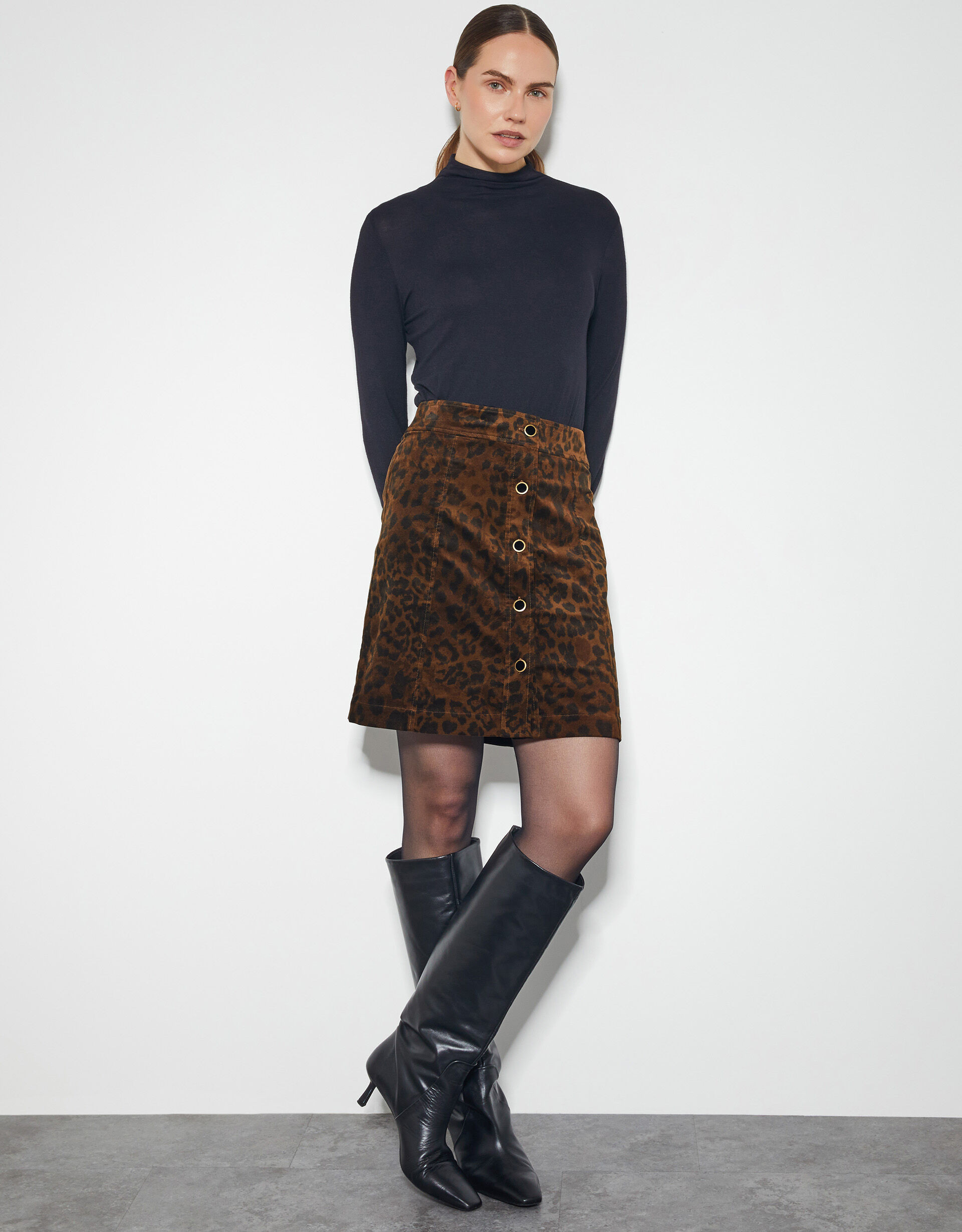 Aida Leopard Print Button Mini Skirt Brown | Monsoon (UK)