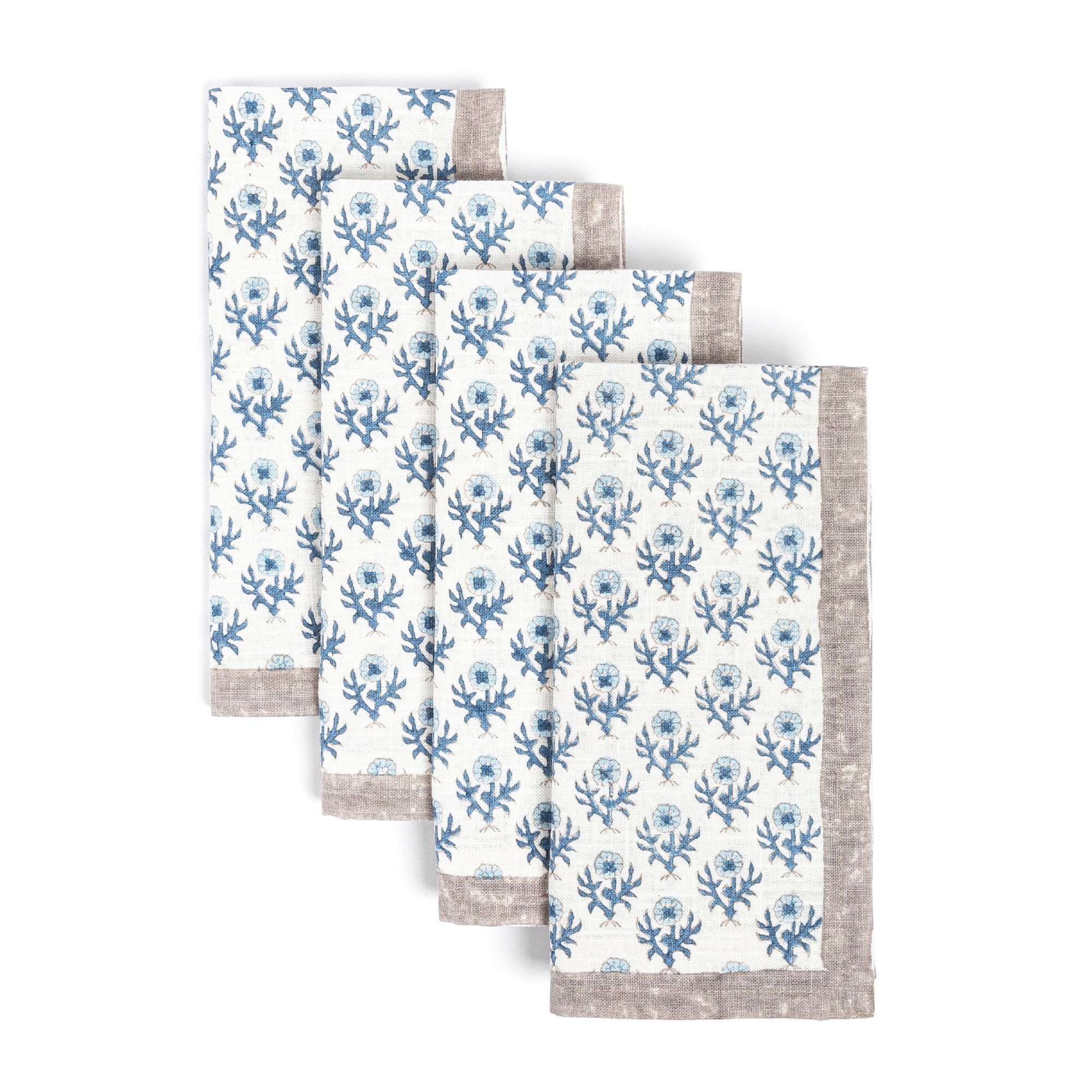 over&back Hand-Blocked Printed Cloth Napkins, Dinner Napkins, Dinner Table Napkin - Set of 4 | Walmart (US)