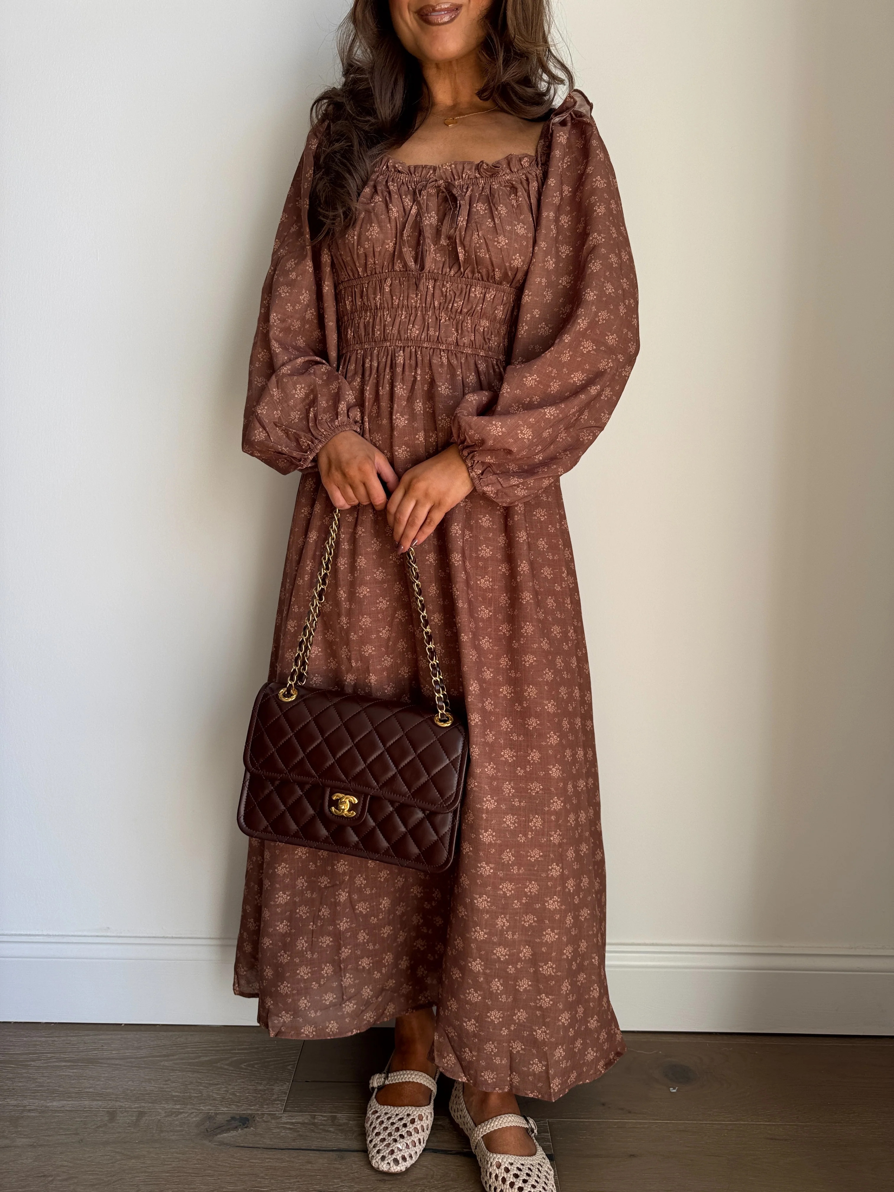 Brown Cocoa Cottage Farm Midi Dress | Shop Your Darling Style