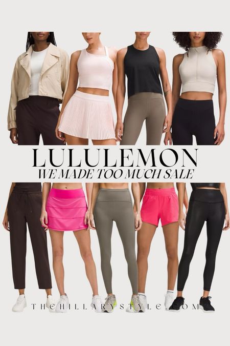 lululemon: We Made Too Much Sale. New finds on sale at Lululemon. Sweatpants, jiggers, sweats, leggings, foil leggings, running tights, skirt, shorts, cropped trench, workout top, sports bra, tank top, workout outfit, athleisure, athletic outfit. 

#LTKfitness #LTKsalealert #LTKActive