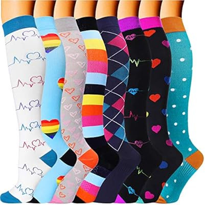 8 Pairs Compression Socks Men Women 20-30 mmHg Compression Stockings for Sports | Amazon (US)