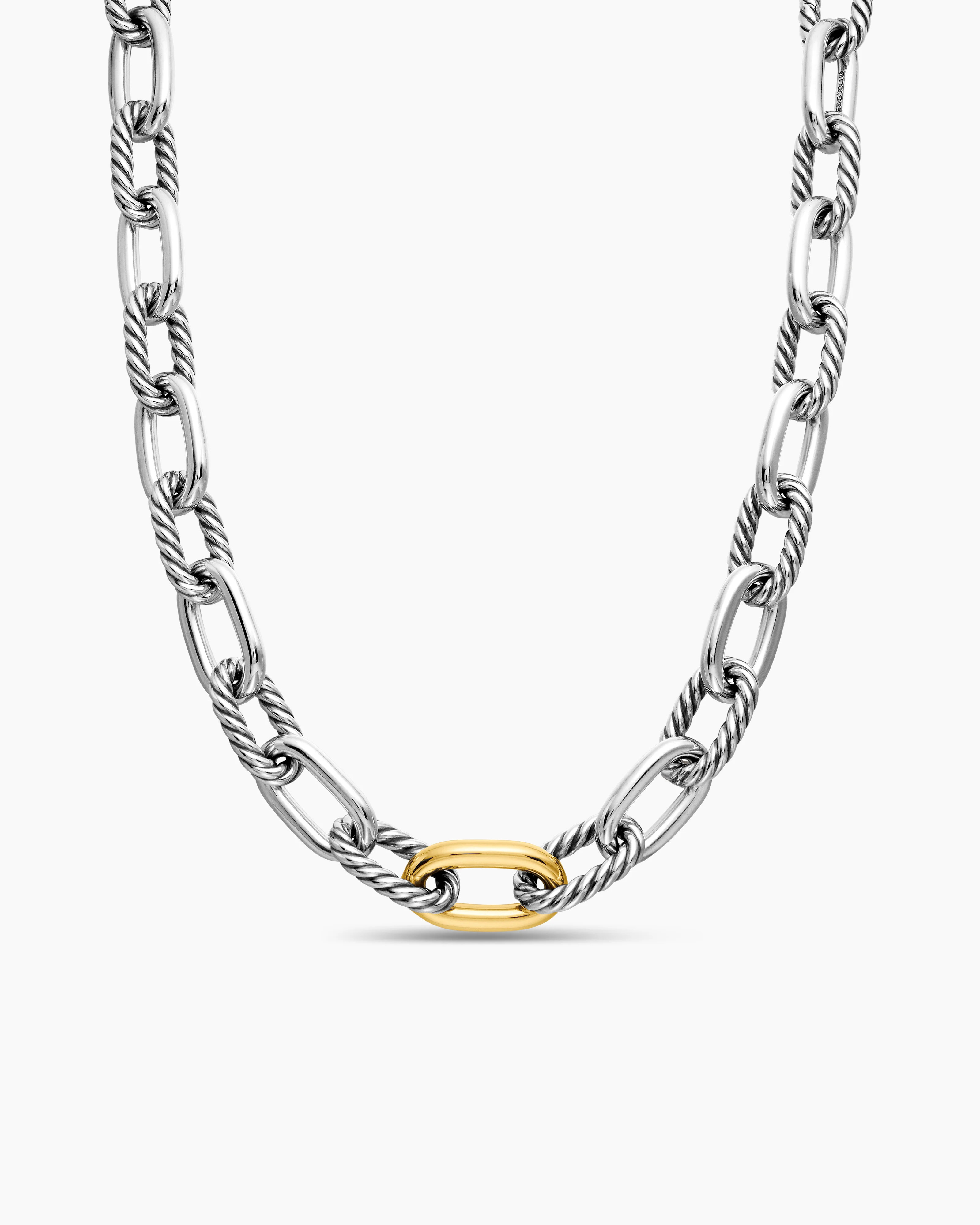 David Yurman | DY Madison® Chain Necklace in Sterling Silver with 18K Yellow Gold, 13.5mm | David Yurman