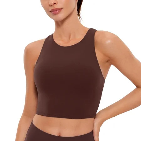 CRZ YOGA Butterluxe Racerback Longline Sports Bras for Women Padded Crop Workout Tank Top | Walmart (US)