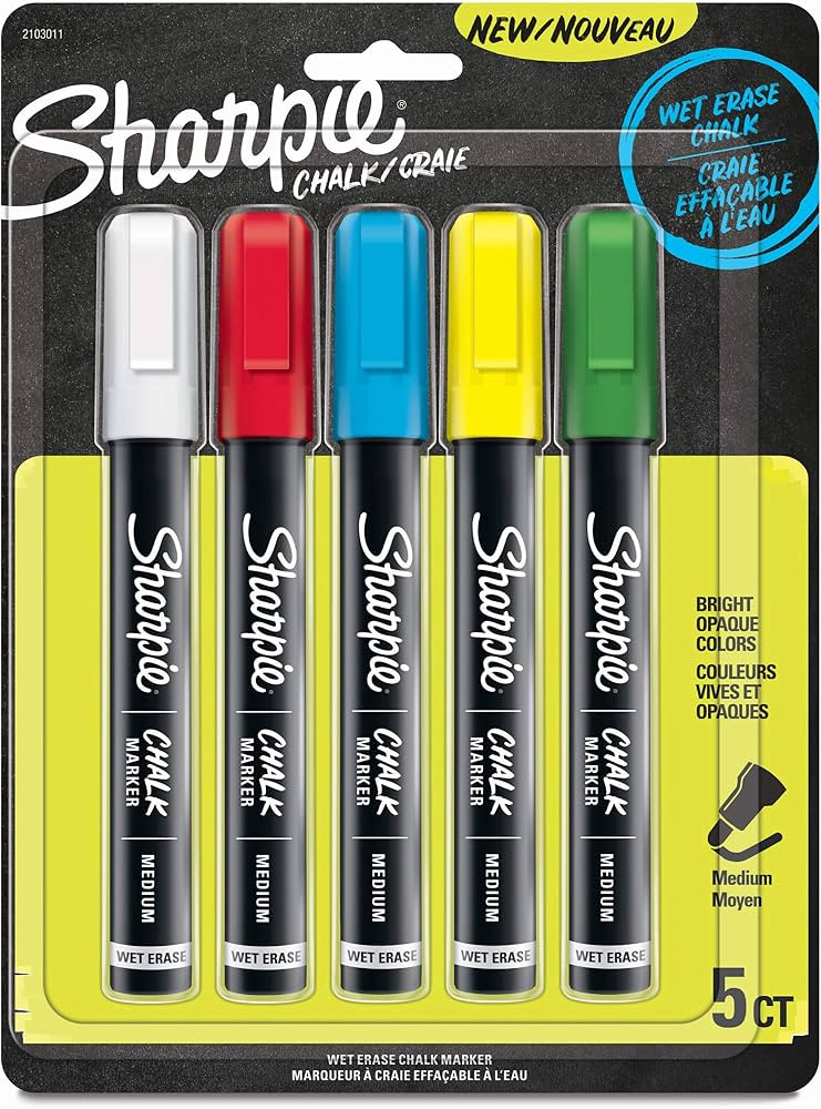 Sharpie Chalk Markers, Wet Erase Markers, Assorted Colors, 5 Count | Amazon (US)