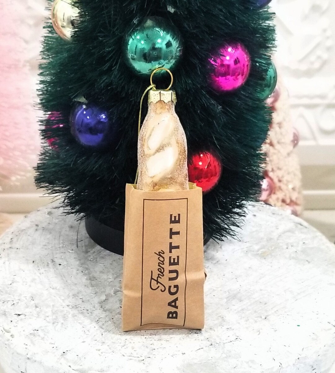 French Baguette Blown Glass Christmas Ornament Bread Loaf - Etsy | Etsy (US)