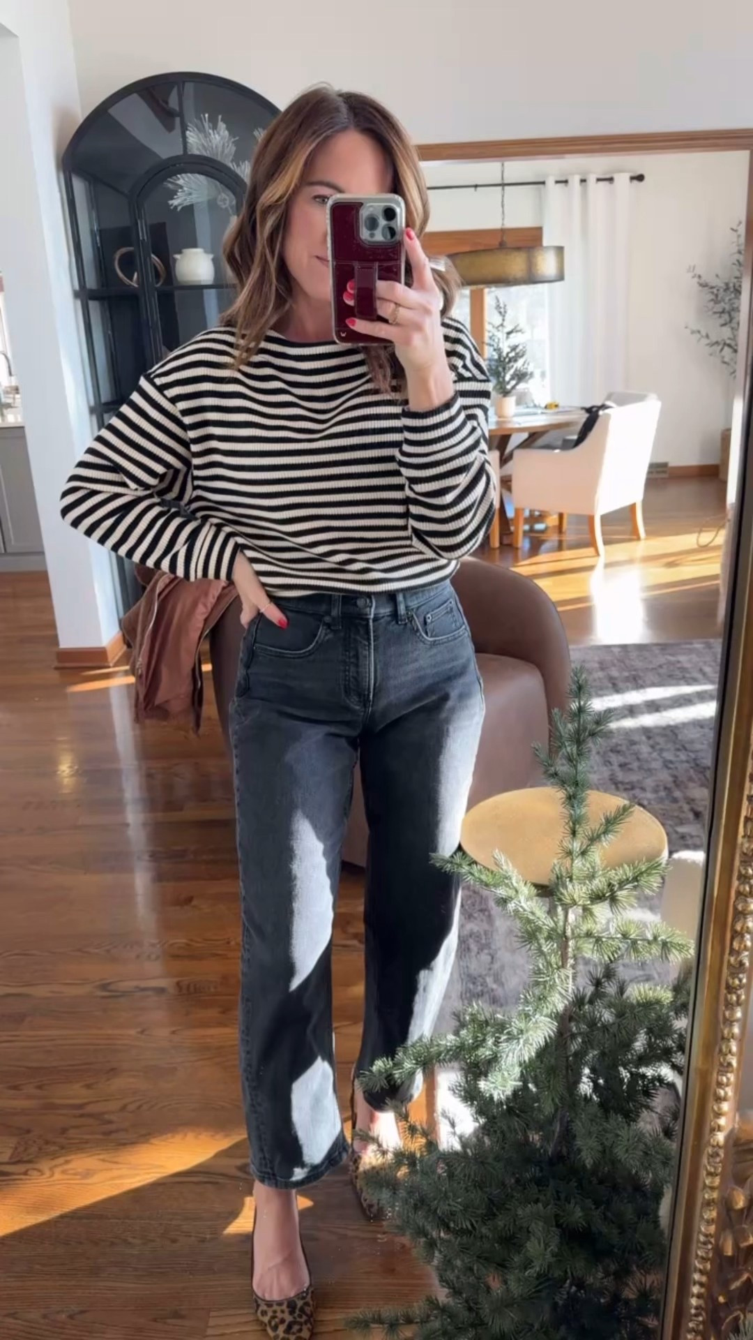 This pretty textured top of course looks fabulous with jeans and a heel. 
Small top
XS regular in jeans 

#LTKHoliday #LTKOver40 #LTKSeasonal