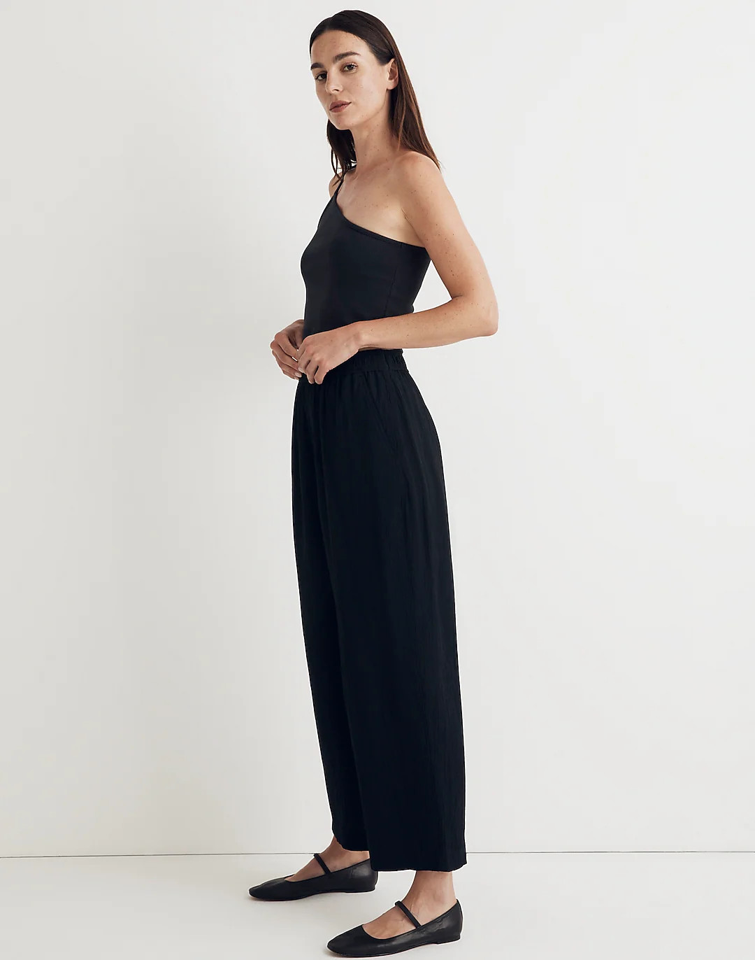 Tall Crinkled Crepe Straight-Leg Crop Pants | Madewell