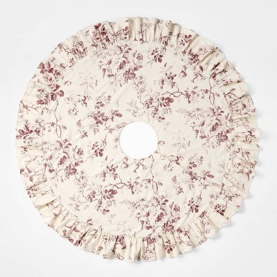 Ruffle Botanical Christmas Tree Skirt Cream/Red - Threshold™ designed with Studio McGee | Target