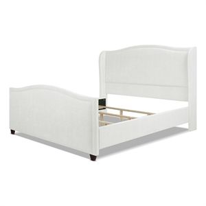 Carmen Queen Upholstered Wingback Panel Bed Frame Antique White Polyester | Cymax