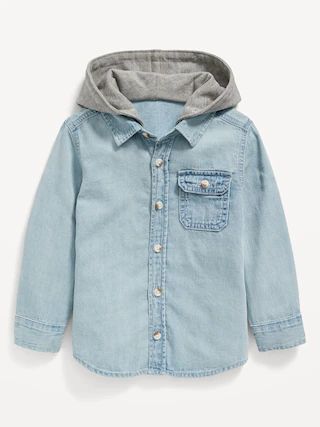 Hooded Button-Front Jean Shirt for Toddler Boys | Old Navy (US)