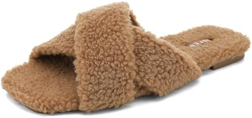 UBFEN Womens Cross Band Slippers Open Toe Comfortable House Slipper for Indoor and Outdoor | Amazon (US)