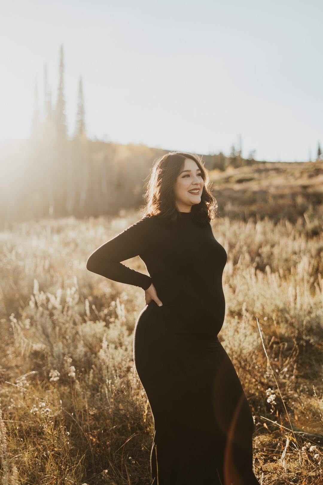 High Neck Long Sleeve Maternity Gown - Etsy | Etsy (US)