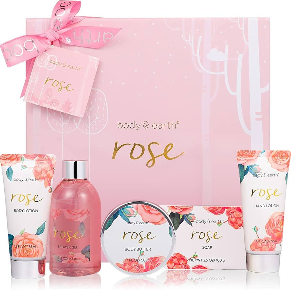 Spa Gift Set for Women - Rose Bath Sets, Body & Earth 5 Pcs Birthday Gifts for Women, Self Care K... | Amazon (US)