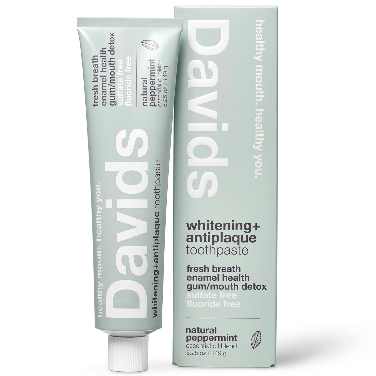 Davids Fluoride Free Toothpaste Teeth Whitening SLS Free Peppermint 5.25oz | Amazon (US)