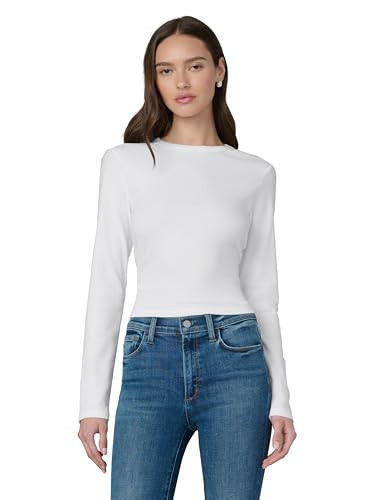 Joe's Jeans Women's The Long Sleeve Baby Tee, White, X-Large | Amazon (US)