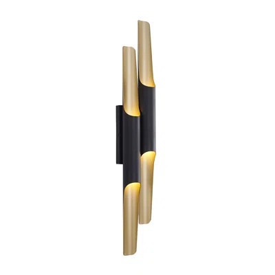 Modern 4 Light Sleek Black and Gold Wall Sconce | Wayfair North America
