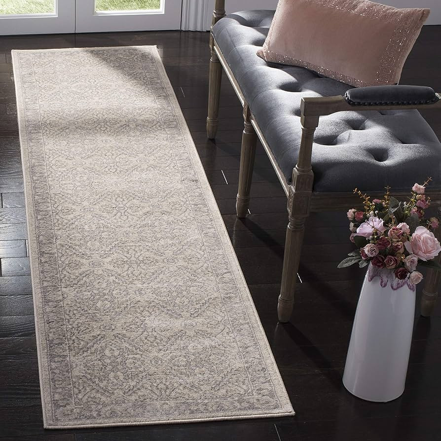 SAFAVIEH Brentwood Collection 2' x 18' Cream/Grey BNT863B Traditional Oriental Non-Shedding Livin... | Amazon (US)