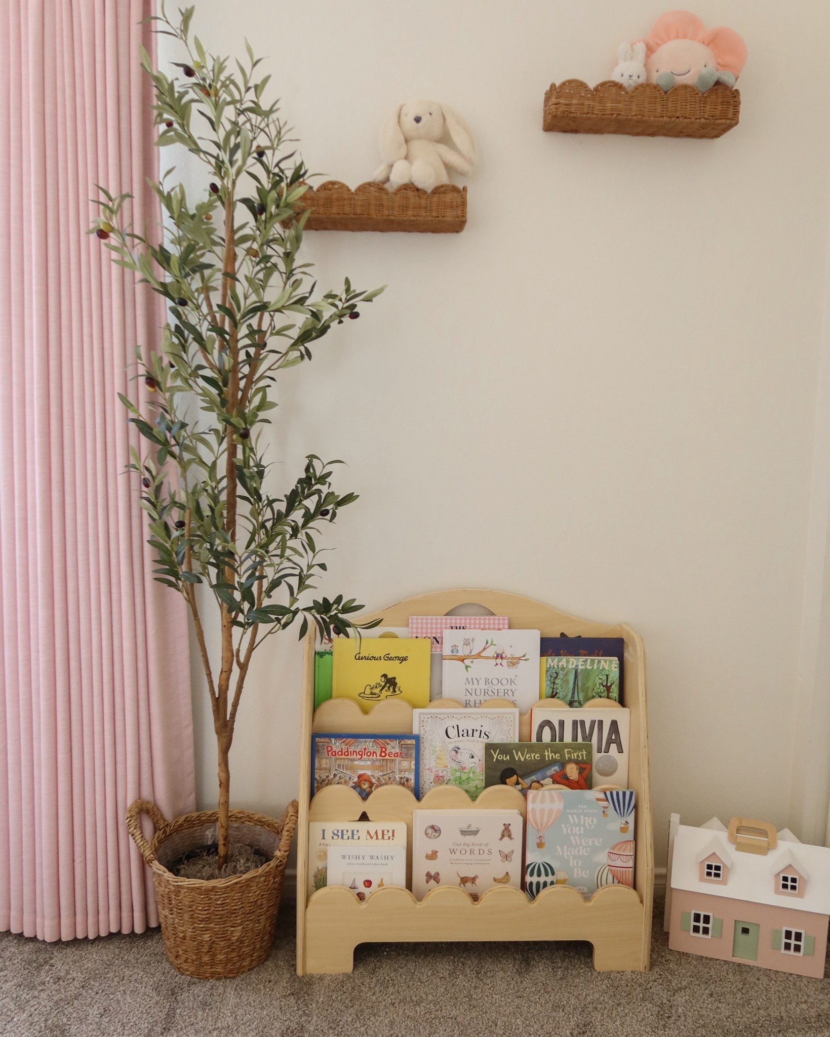 Baby girl nursery | kids bookshelf, nursery wall shelves, faux olive tree 

#LTKHome #LTKBaby #LTKKids
