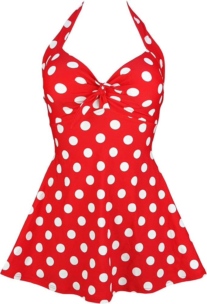 COCOSHIP Vintage Sailor Pin Up Swimsuit Retro One Piece Skirtini Cover Up Swimdress(FBA) | Amazon (US)