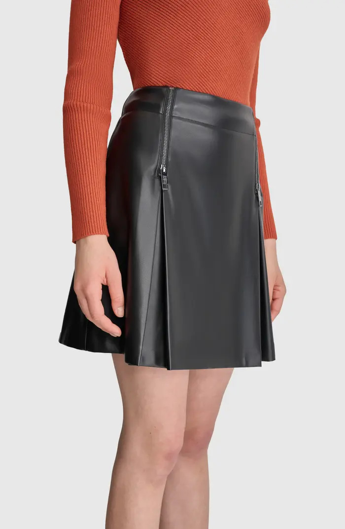Pleat Faux Leather Miniskirt | Nordstrom