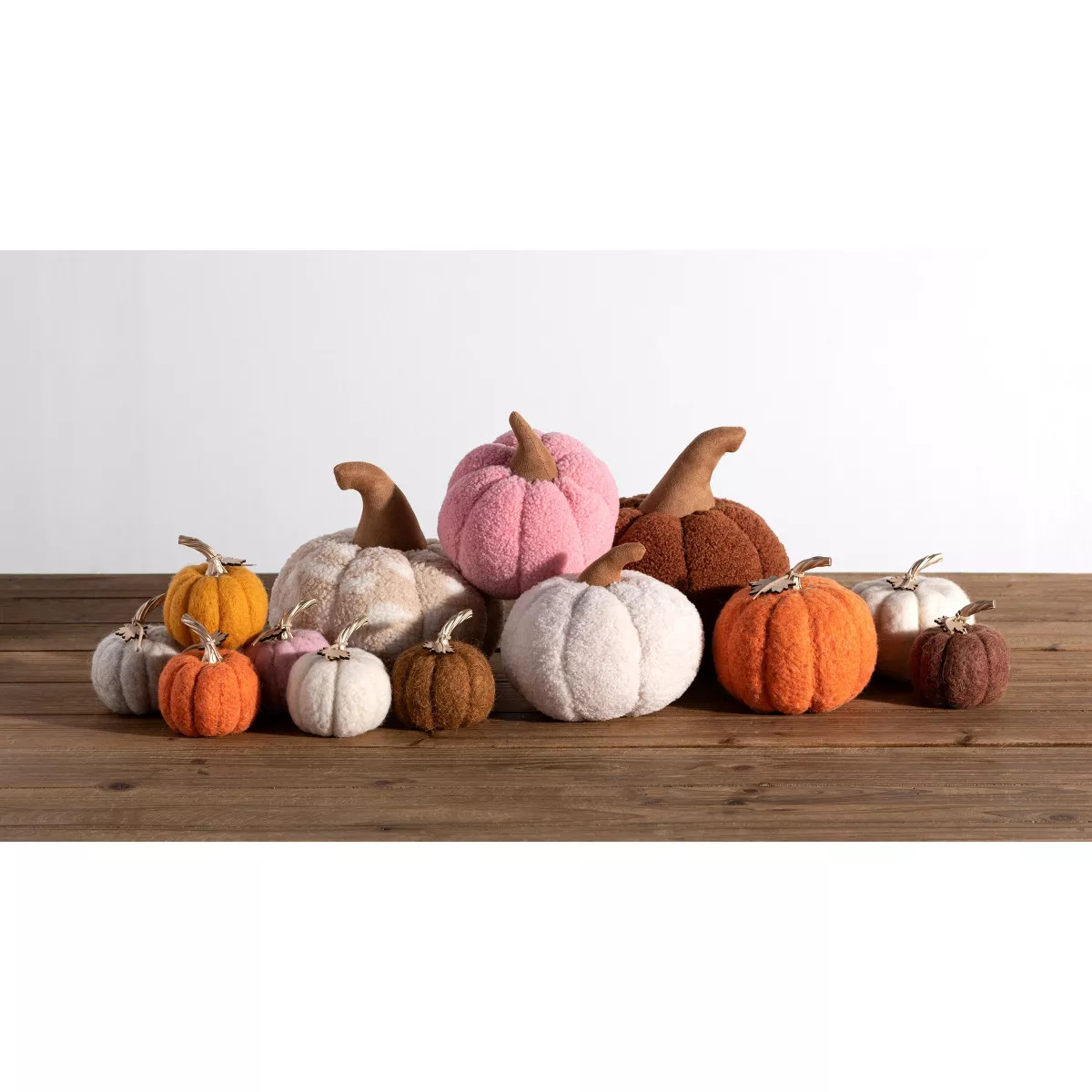 Shiraleah Assorted Set Of 3 Felt Fall Decorative Pumpkins | Target